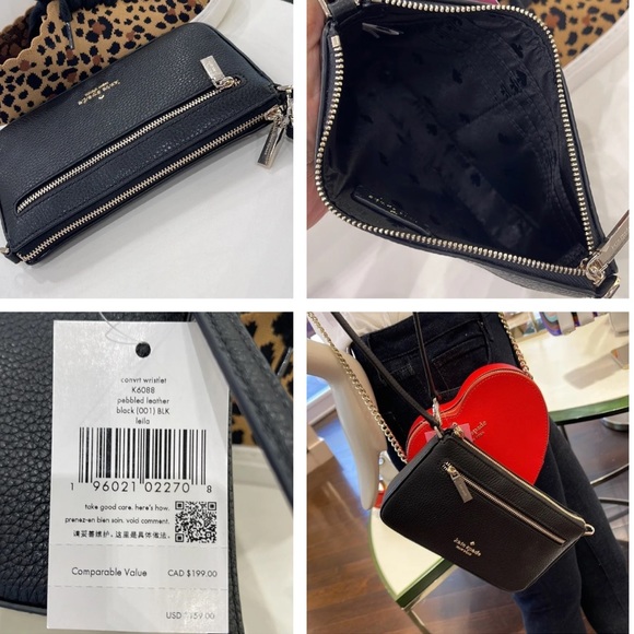 Kate Spade Leila Pebble Leather Convertible Wristlet Wallet Clutch 
Black - Picture 7 of 16